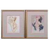 Blonde/ Brunette Deco Girls by Vargas