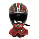 HJC Motorcycle Helmet w/ Goggles - Size M