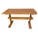 Solid Wood Rustic Trestle Dining Table