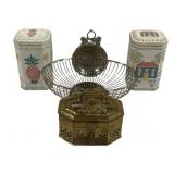 Lot of Assorted Items - Fruit Basket, Tins & More