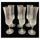 6 Vintage Crystal Champagne Flutes