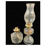Vintage Glass Oil Lamps - 17" Tall