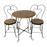 3pc Vintage Bistro Set - Wrought Iron/Wood