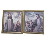 Pair Jesus Prints - 14 x 12.5 each