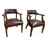 2 Leather Chairs w/ Nailed Design - 31 x 25 x 23