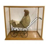 Antique Victorian Era Wicker Doll Carriage