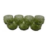 7 Anchor Hocking Milano Green Glasses - 2.5" Tall