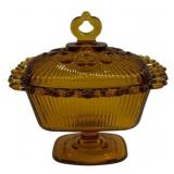 Indiana Glass Amber Candy Dish - 8 x 7 x 5