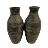 2 Polyresin Vases in Antique Brown - 22" tall