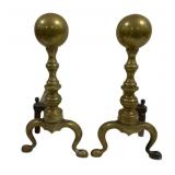2 Brass Andirons - 15 x 16 x 7.5