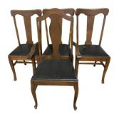 4 Vintage Queen Ann Dining Chairs