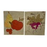 2 Cloth Canvas Batik Artwork - 10.5 x 12.5