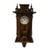 Antique Wall Clock w/ Key - 31 x 12 x 7.5