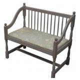 Vintage Spindle-Back Settee w/ upholstered cushion