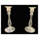 Pair Vintage Glass 7.75" Candlesticks