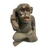 Vintage Hand Carved Wooden Monkey - 16 x 11