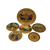 6 German Wood Plates