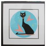 Atomic Cat on Blue Signed Giclee by Ivy Lowe