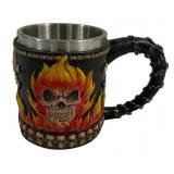 Flaming Skull Steel Mug - 4 x 7