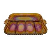 Indiana Carnival Glass Divided Fruit Tray