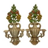 2 Vintage Wall Candleholders - 19.5 x 9