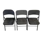 3 Folding Metal Chairs - 30 x 18 x 20