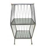 Metal/Glass Storage Cubby Side Table