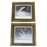 2 Framed Fish Prints - SIgned - 24 x 22