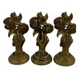 3 Brass Figures - 7" Tall