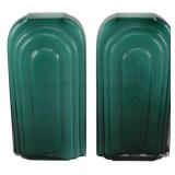 Pr Aquamarine Glass Vases 10"