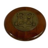 Viss Cromwell Brass/Wood Wall Plaque - 9 x 12
