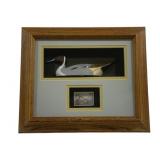 Framed Duck Figure w/ Stamp - 12.5 x 11
