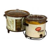 2 Vintage Crock Pots w/ Lids