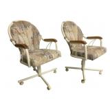 2 Vintage Upholstered Rolling Chairs