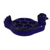 Cobalt Blue Glass Chicken Egg Holder
