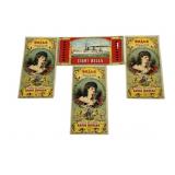 4 Vintage Paper Labels - 13 x 7