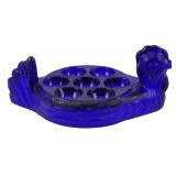 Cobalt Blue Glass Hen Egg Holder 4x9x6