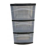 3 Drawer Plastic Storage Container - 25 x 13 x 15