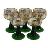 5 French Luminarc Green Beehive Glasses