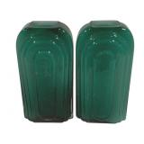 Pair Art Glass Vases 10" Tall