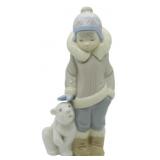 Lladro 5238 Eskimo Boy with Polar Bear Cub