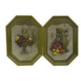 Pair Avocado Green Mid-Century Wall Decor