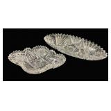 2 Brilliant Cut Glass Dishes - 7.5 x 5,