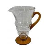 HC Fry Stacked Rings Amber & Clear Pitcher