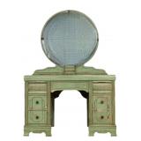Vintage Painted Art Deco Vanity w/ Round Mirror