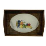 Needlepoint Under Glass Wood Serving Tray