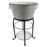 Metal Enamel Bucket w/ Stand - 27 x 17