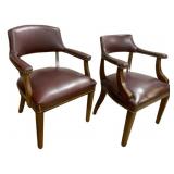 2 Leather Chairs w/ Nailed Design - 32 x 23 x 22