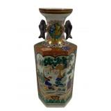 Ceramic Oriental Vase - 10.5" Tall