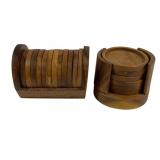 2 Wood Coaster Sets w/ Matching Holder